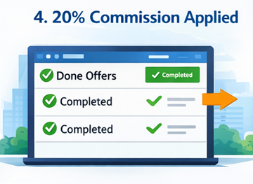 Desglose de factura que muestra el cálculo automático de una comisión del 20 por ciento en la plataforma ExusTrans